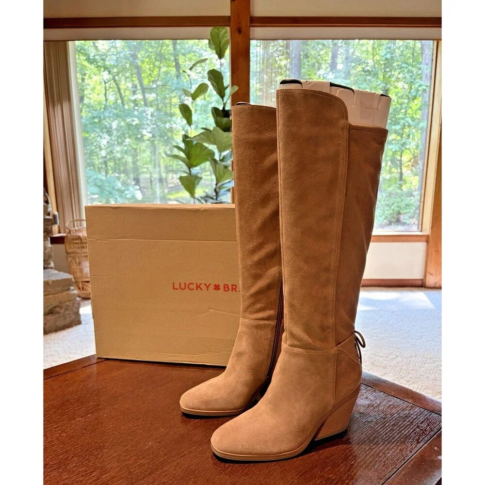 Lucky Brand Mekinna Over The Knee Suede Leather Boots Size 8M New In Box